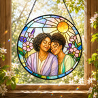 Personalized Blossom Sunrise Photo Stained Glass Suncatcher