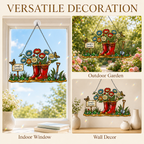 Personalized Grandma's Garden Wellington Boots Holographic Acrylic Suncatcher