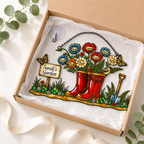 Personalized Grandma's Garden Wellington Boots Holographic Acrylic Suncatcher