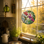 Hummingbird & Fuchsia Stained Glass Suncatcher