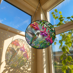 Hummingbird & Fuchsia Stained Glass Suncatcher