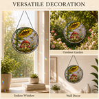 Sunflower Mushroom Stained Glass Suncatcher