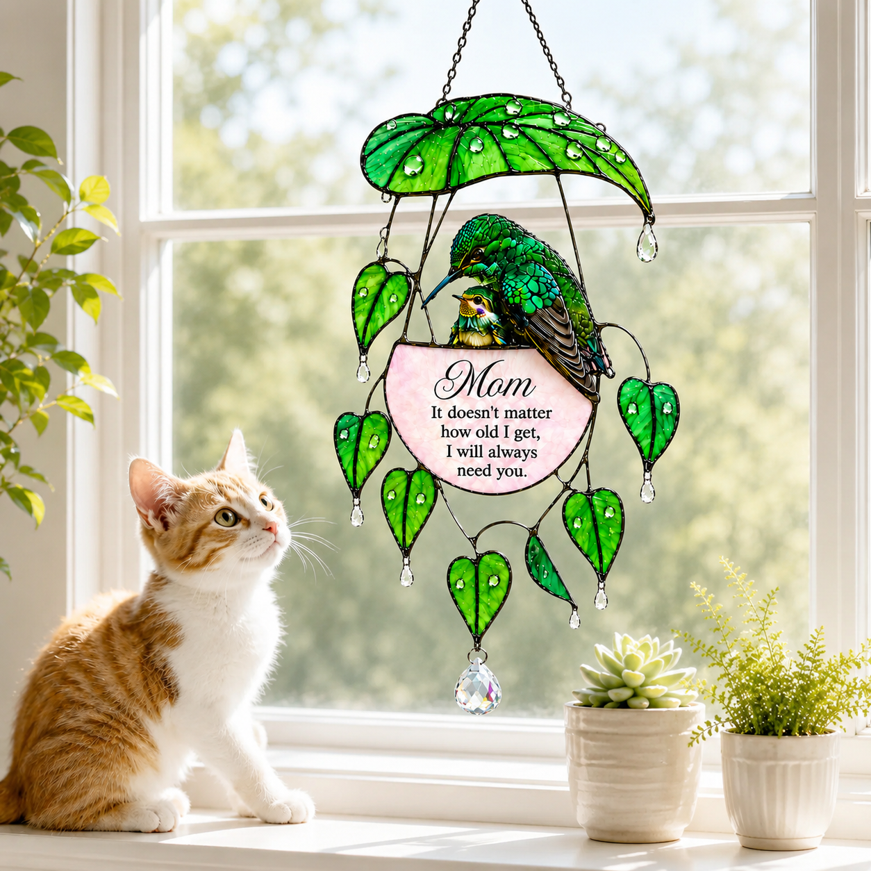 Hummingbird gift for Mom Holographic Acrylic Suncatcher