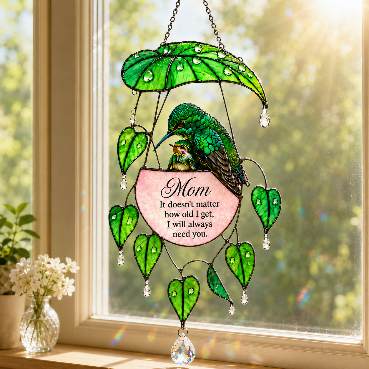 Hummingbird gift for Mom Holographic Acrylic Suncatcher