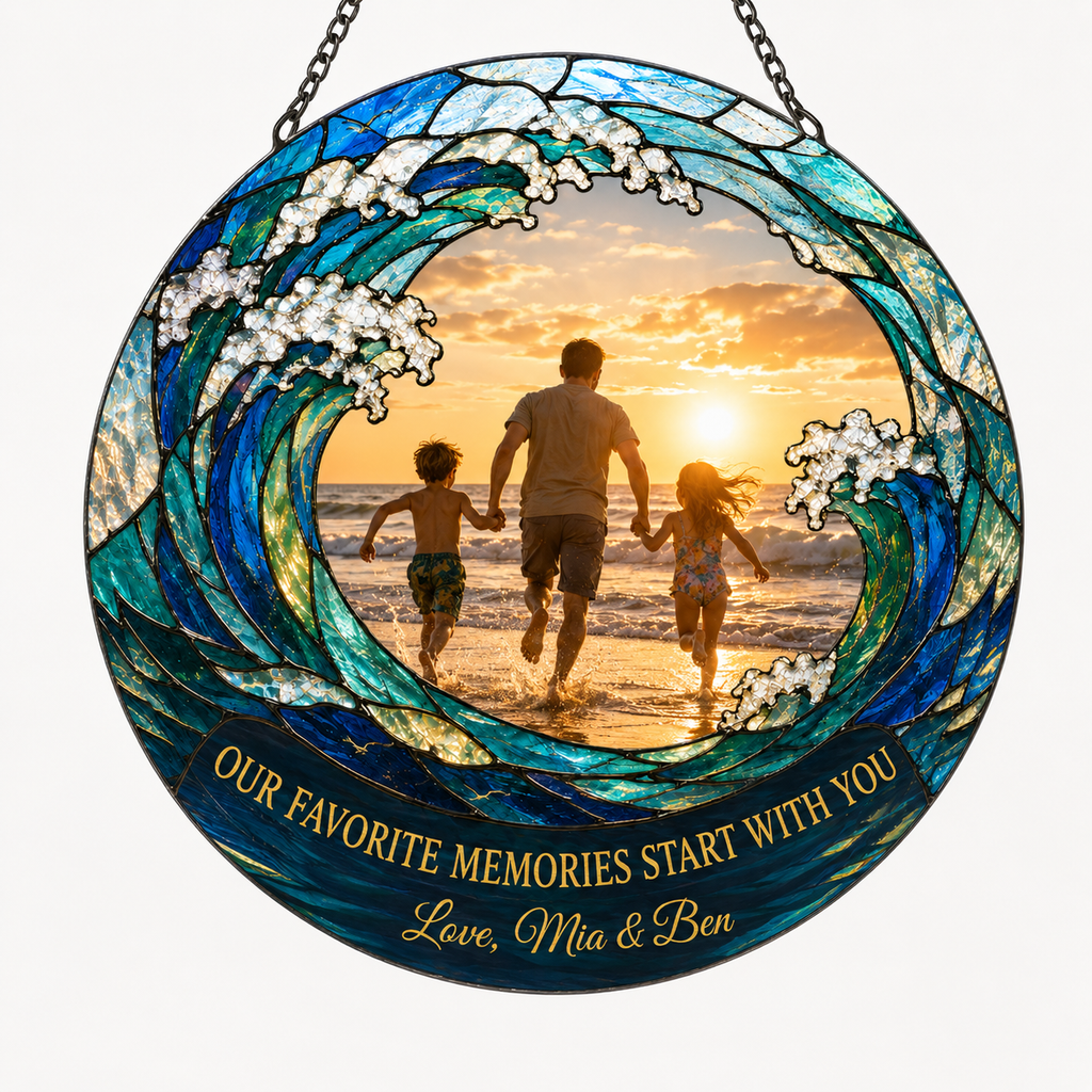 Personalized Dad Suncatcher with Photo - Father's Day Gift from Daughter