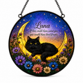 Personalized Cat Memorial Moon Stained Glass Suncatcher