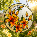 Orange Lily Stained Glass Suncatcher