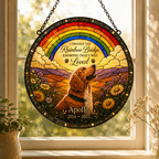 Personalized Rainbow Bridge Dog Memorial Stained Glass Suncatcher