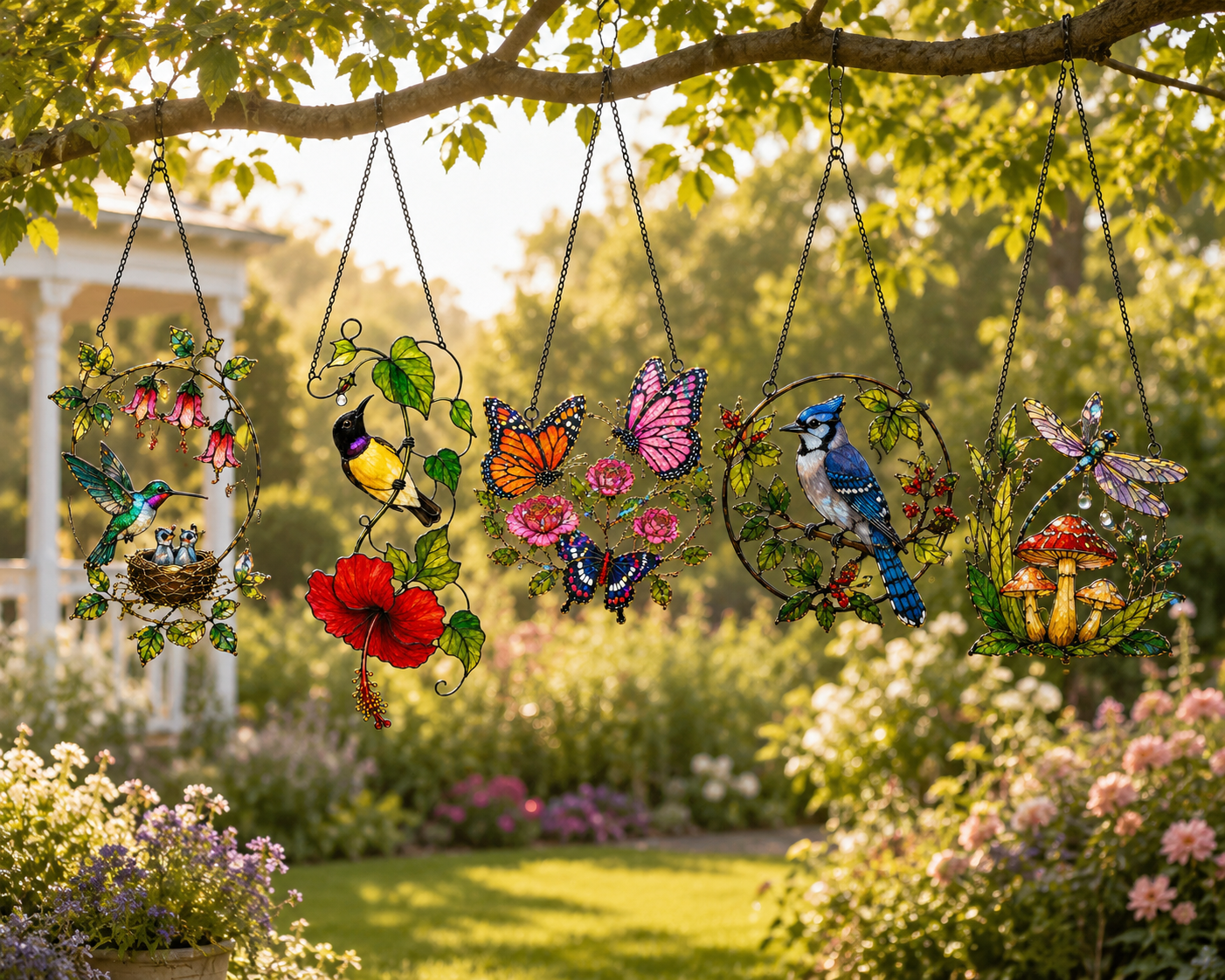 Butterfly Garden & Roses Holographic Acrylic Suncatcher