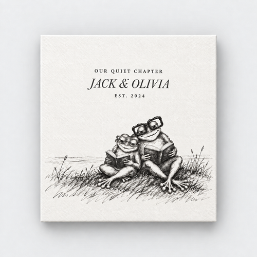Personalized Our Quiet Chapter Frog Couple Canvas Wall Art