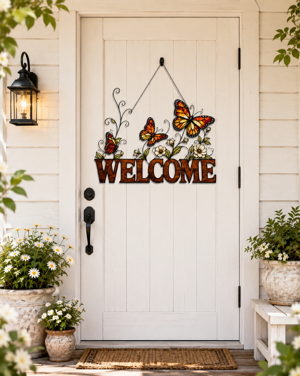 Butterfly Welcome Sign Holographic Acrylic Suncatcher