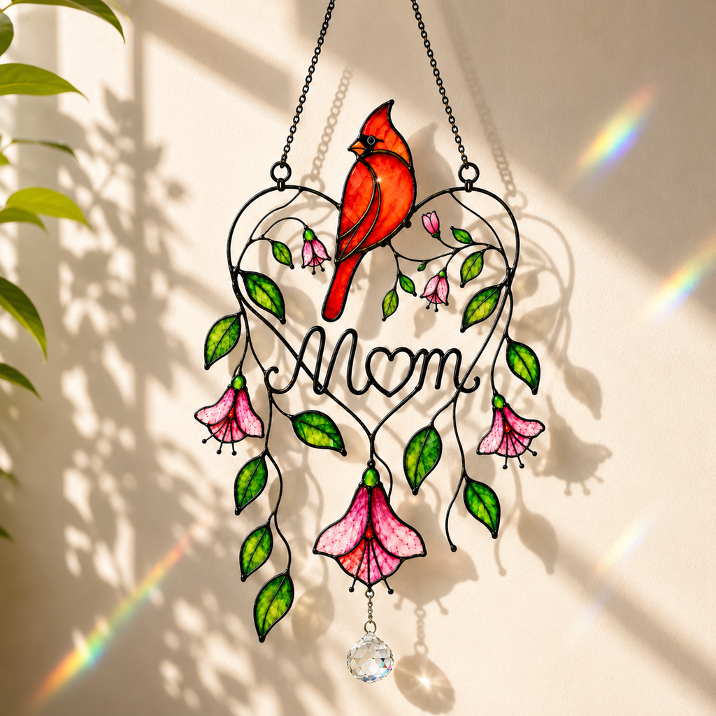 Personalized Memorial Cardinal Holographic Acrylic Suncatcher