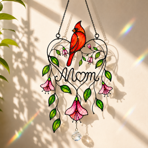 Personalized Memorial Cardinal Holographic Acrylic Suncatcher