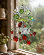 Strawberry & Ladybug Holographic Acrylic Suncatcher