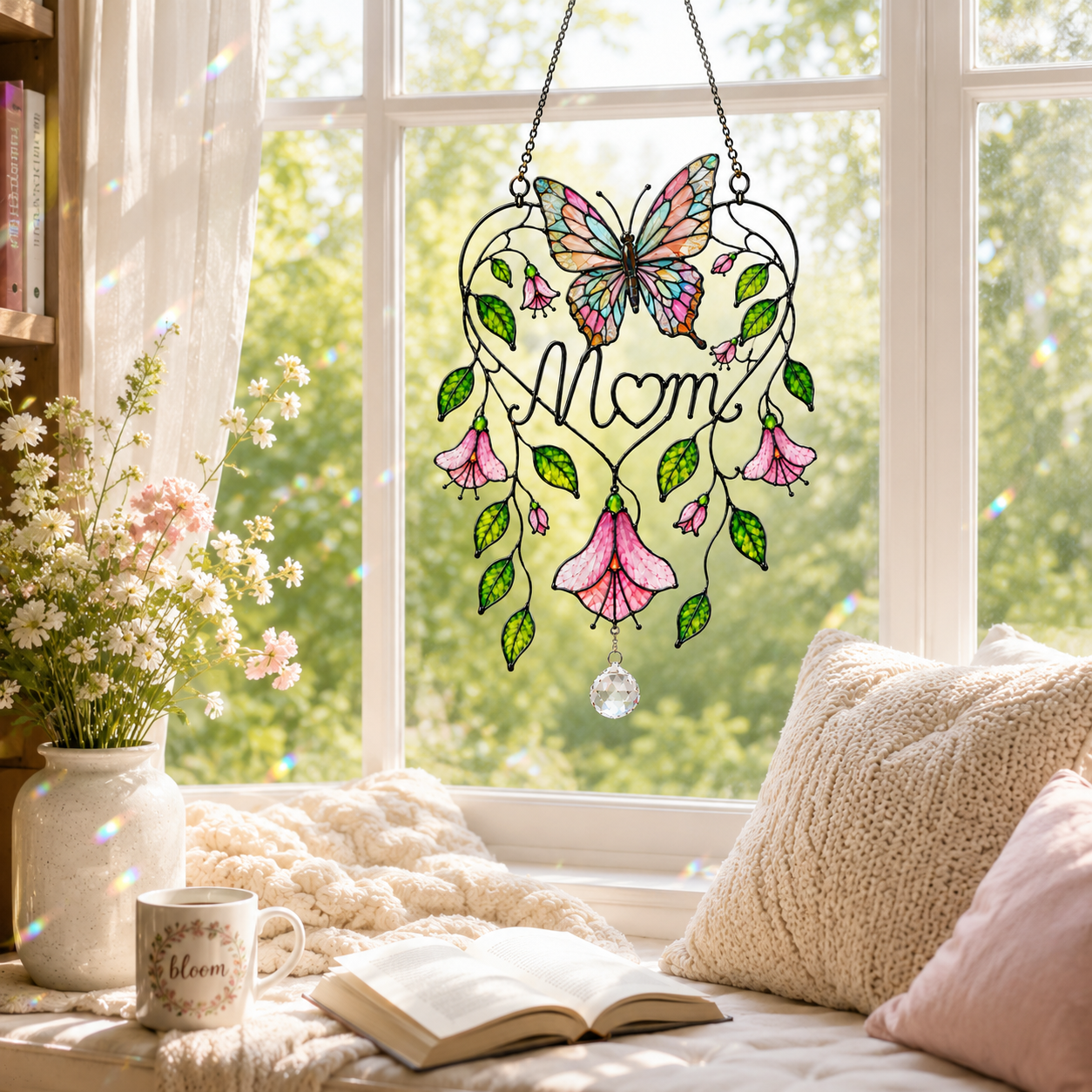 Personalized Mom Memorial Butterfly Holographic Acrylic Suncatcher