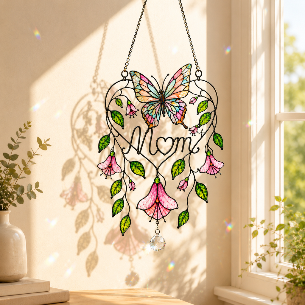 Personalized Mom Memorial Butterfly Holographic Acrylic Suncatcher