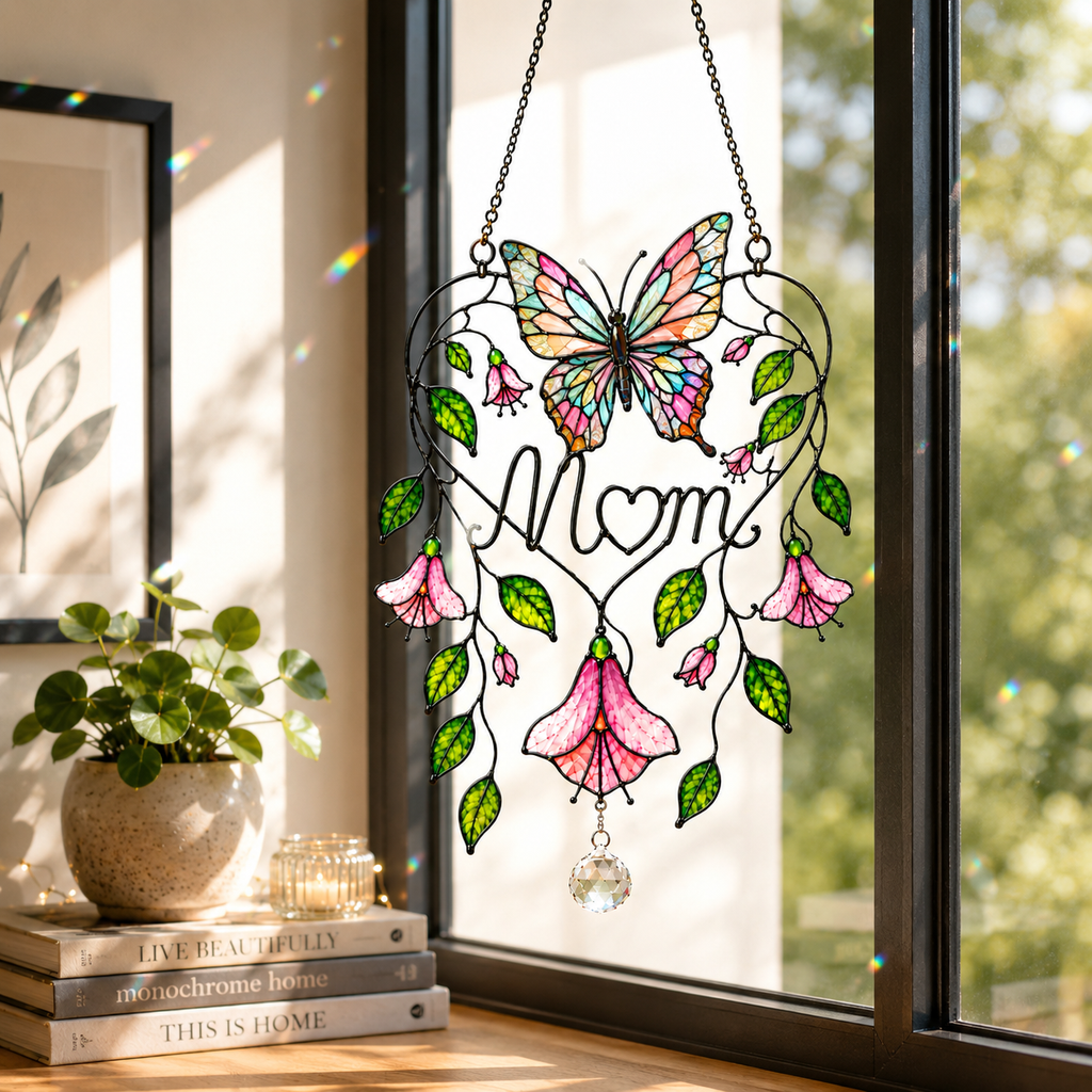 Personalized Mom Memorial Butterfly Holographic Acrylic Suncatcher