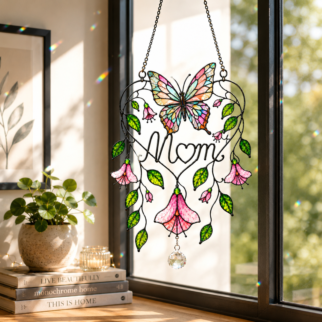 Personalized Mom Memorial Butterfly Holographic Acrylic Suncatcher