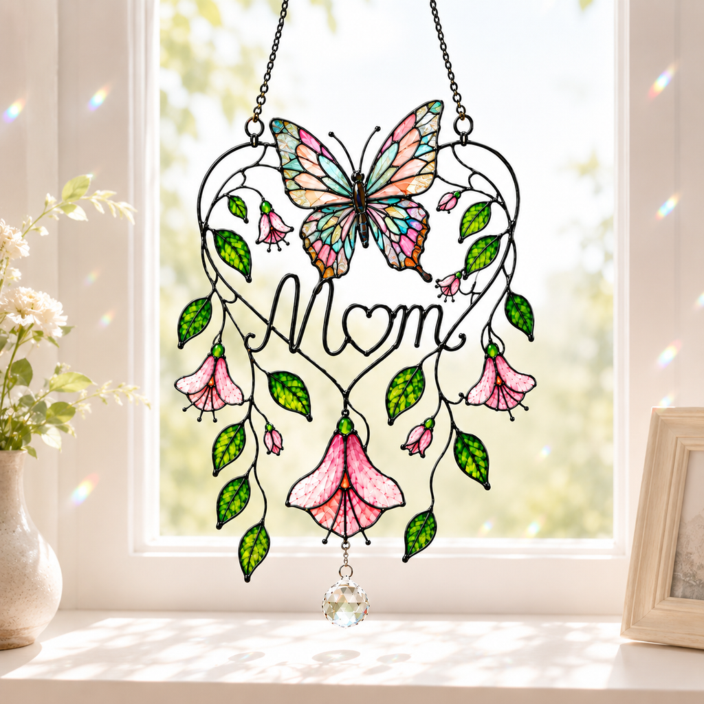 Personalized Mom Memorial Butterfly Holographic Acrylic Suncatcher
