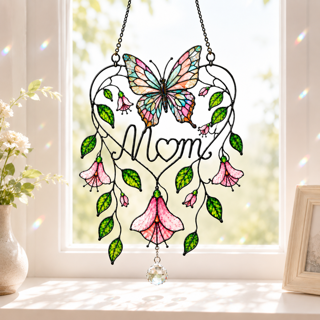 Personalized Mom Memorial Butterfly Holographic Acrylic Suncatcher