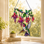 Fuchsia Hummingbird Holographic Acrylic Suncatcher