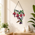 Fuchsia Hummingbird Holographic Acrylic Suncatcher