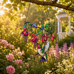 Fuchsia Hummingbird Holographic Acrylic Suncatcher
