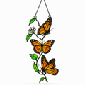 Monarch Butterfly Trio & Flowering Vine Holographic Acrylic Suncatcher