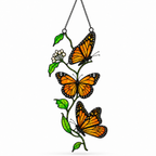 Monarch Butterfly Trio & Flowering Vine Holographic Acrylic Suncatcher