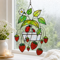 Strawberry & Ladybug Holographic Acrylic Suncatcher