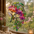 Hummingbird & Fuchsia Holographic Acrylic Suncatcher