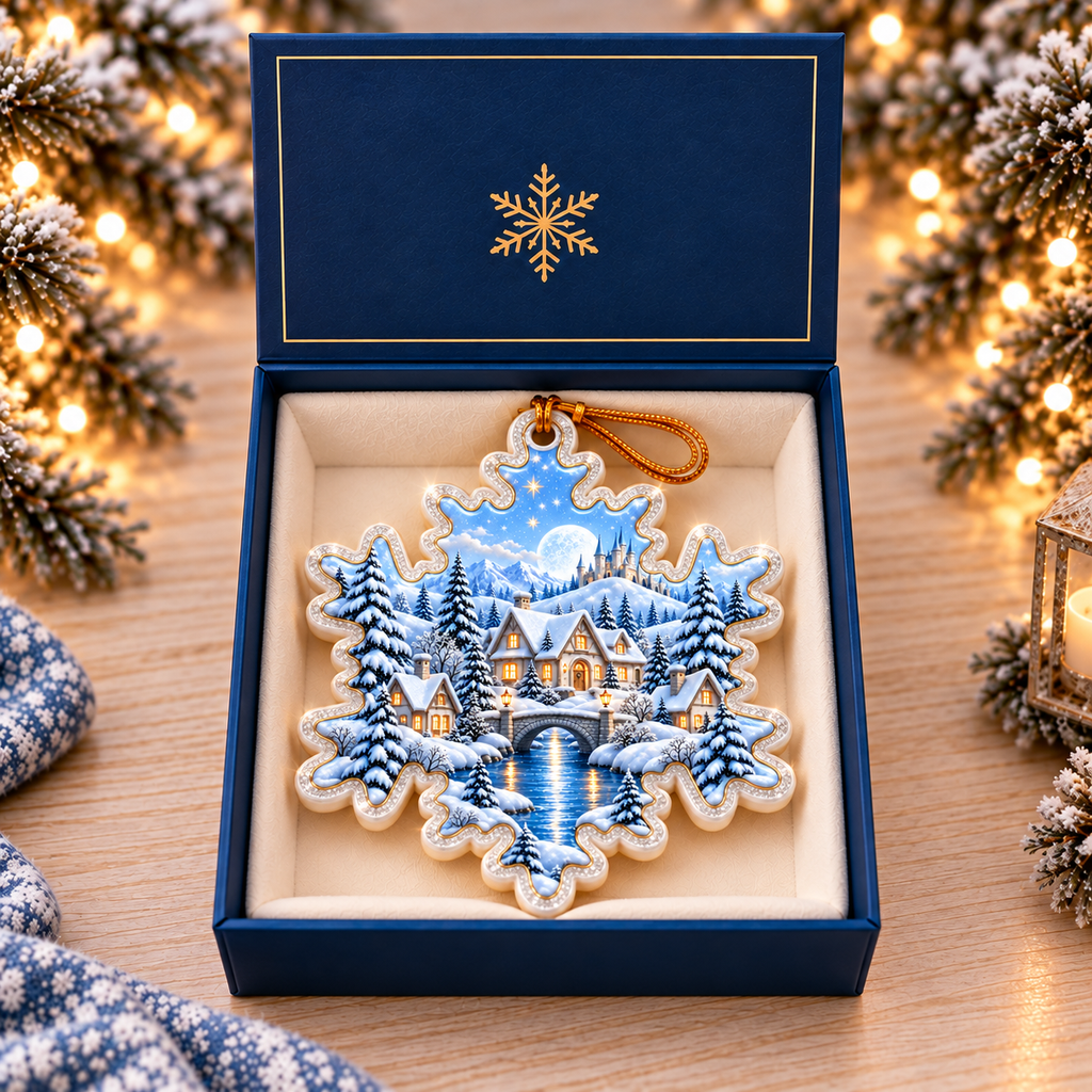 A Christmas in Blue — Ceramic Snowflake Christmas Ornament, Single or Set