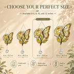 Butterfly yellow rose suncatcher size comparison available in 6, 8, 10, and 12 inches with recommended 10 inch size