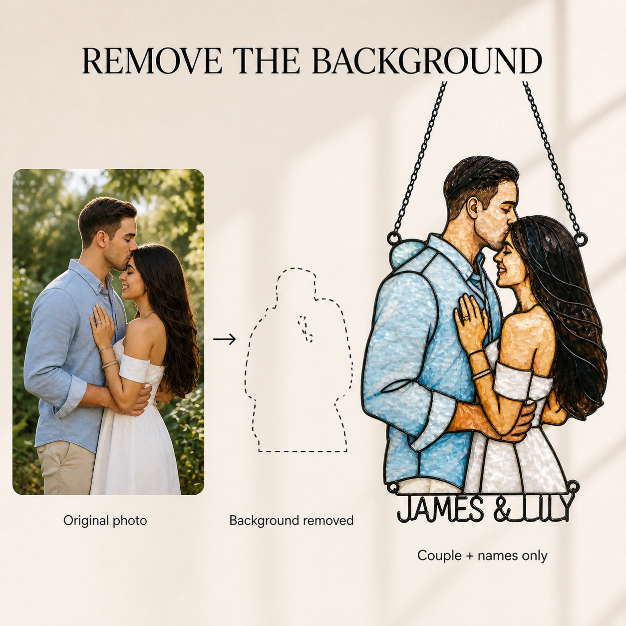 Custom Couple Photo Portrait Acrylic Suncatcher