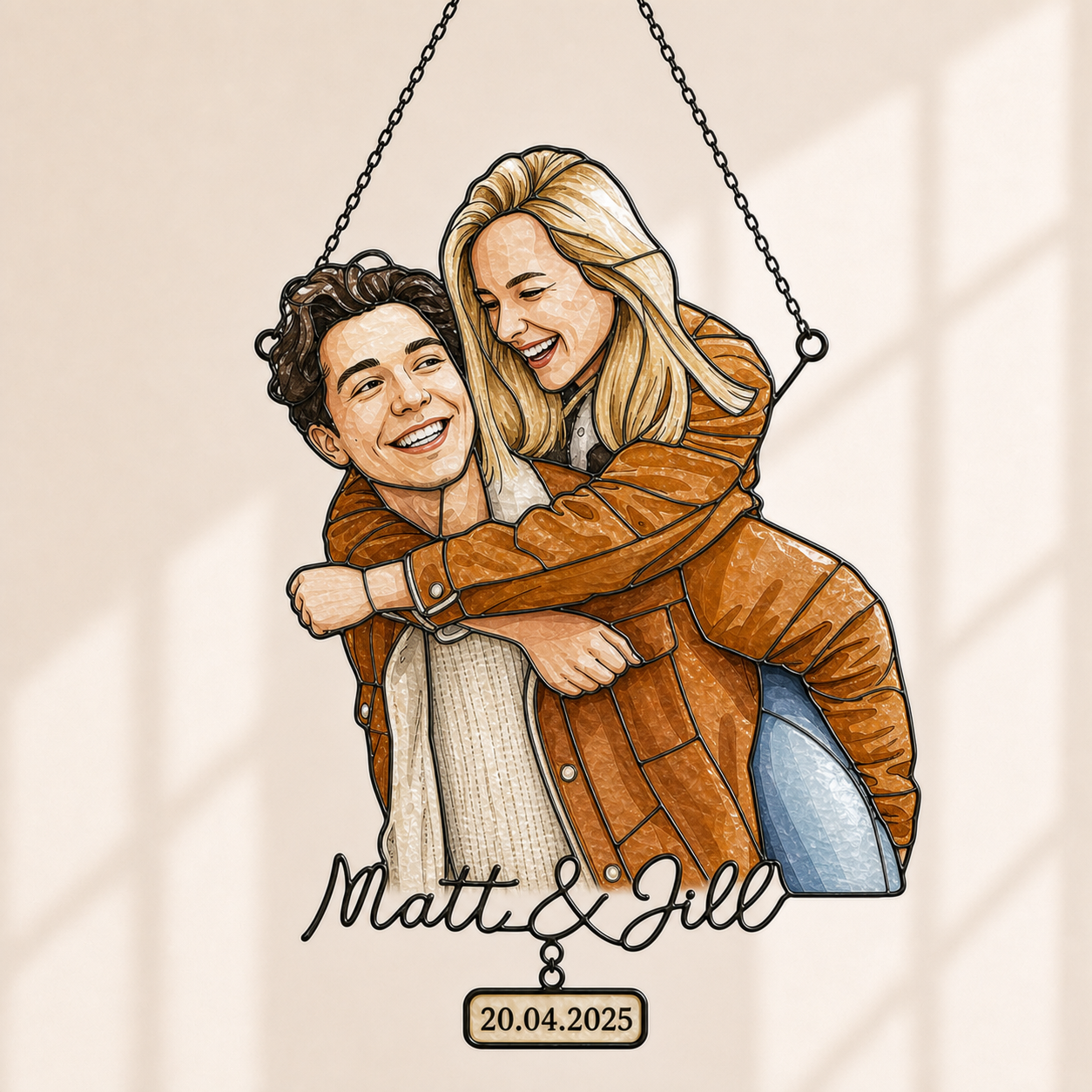 Custom Couple Photo Portrait Acrylic Suncatcher
