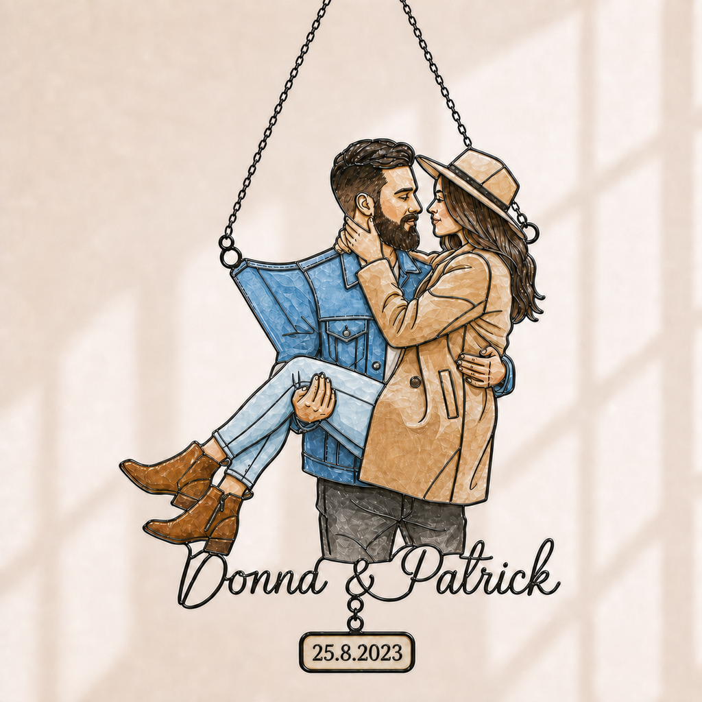 Custom Couple Photo Portrait Acrylic Suncatcher