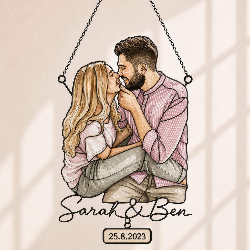 Custom Couple Photo Portrait Acrylic Suncatcher