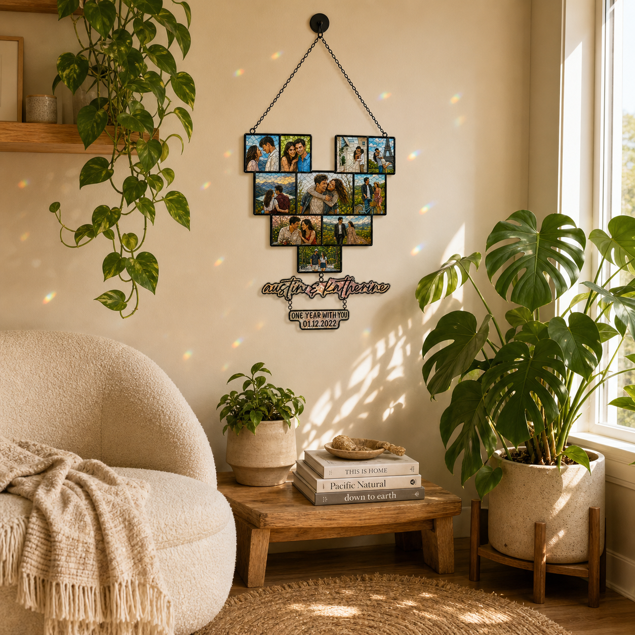 Custom Heart Photo Collage Acrylic Suncatcher