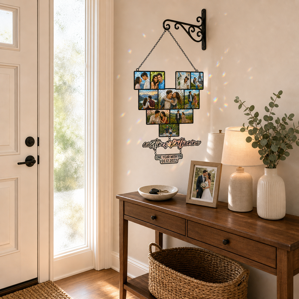 Custom Heart Photo Collage Acrylic Suncatcher