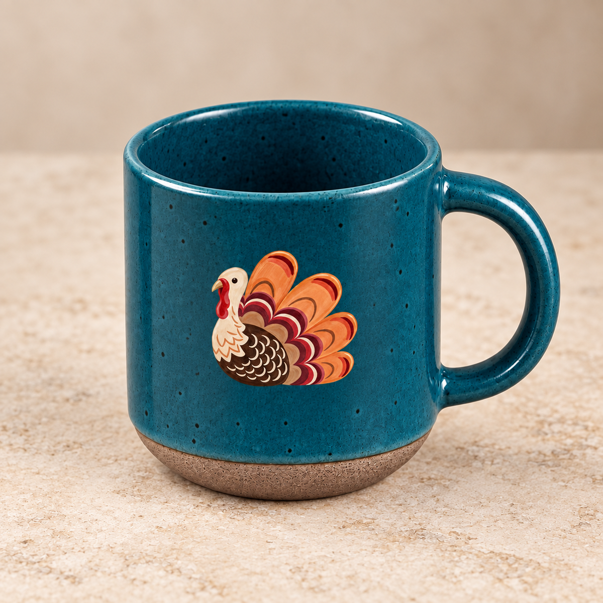 Turkey & Pumpkins Pottery Mug — Thanksgiving