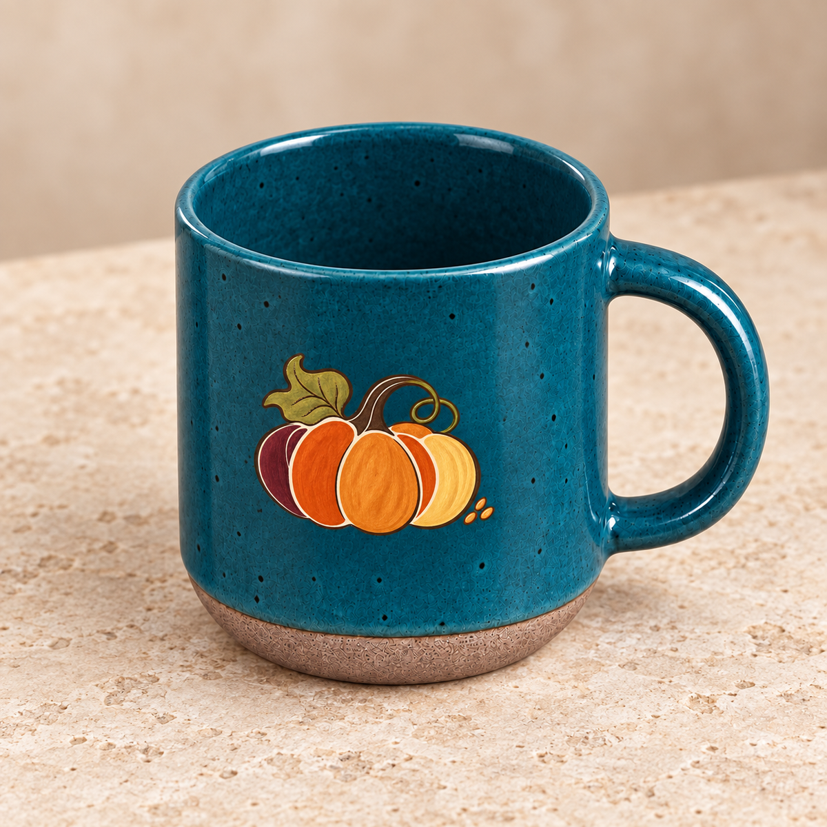 Turkey & Pumpkins Pottery Mug — Thanksgiving