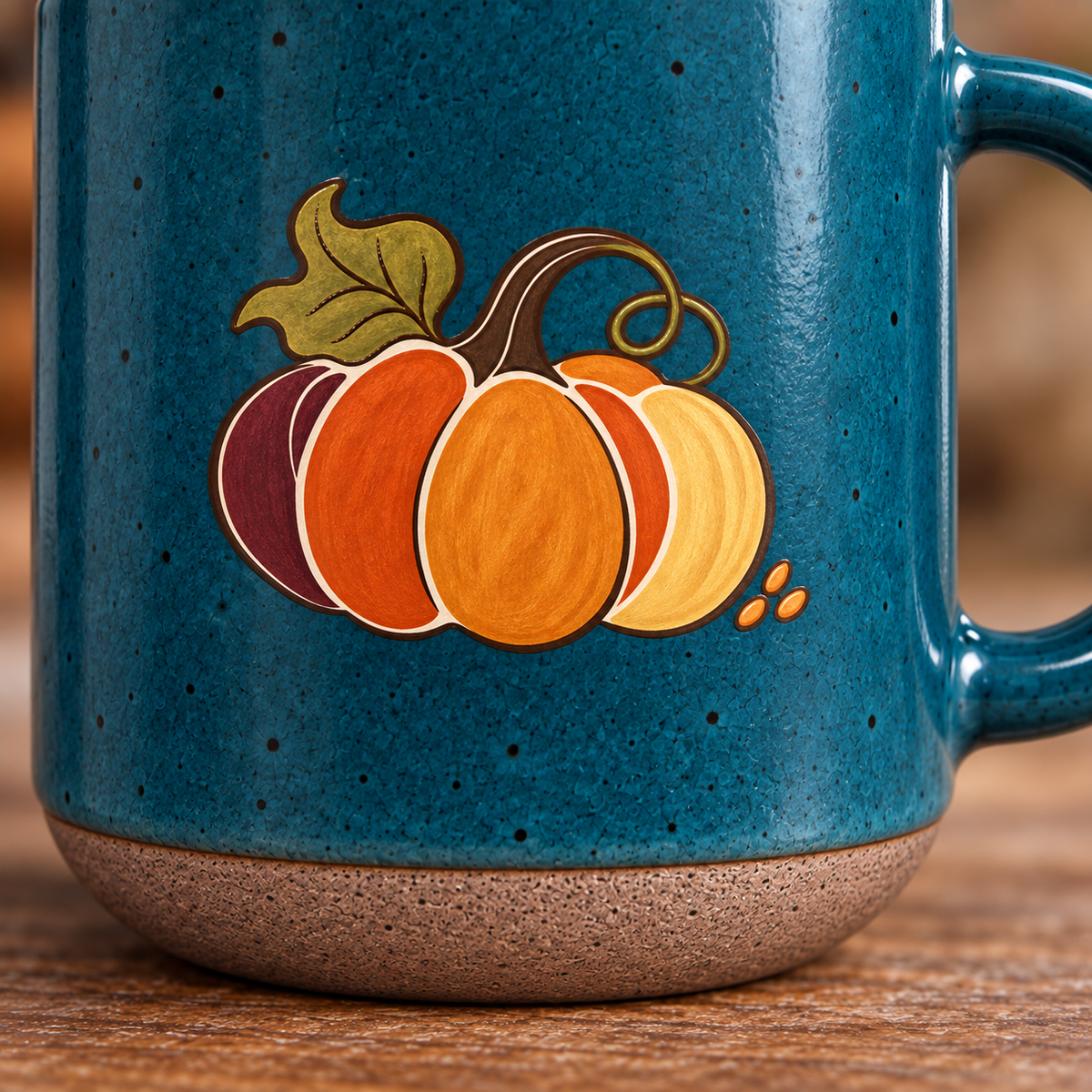 Turkey & Pumpkins Pottery Mug — Thanksgiving