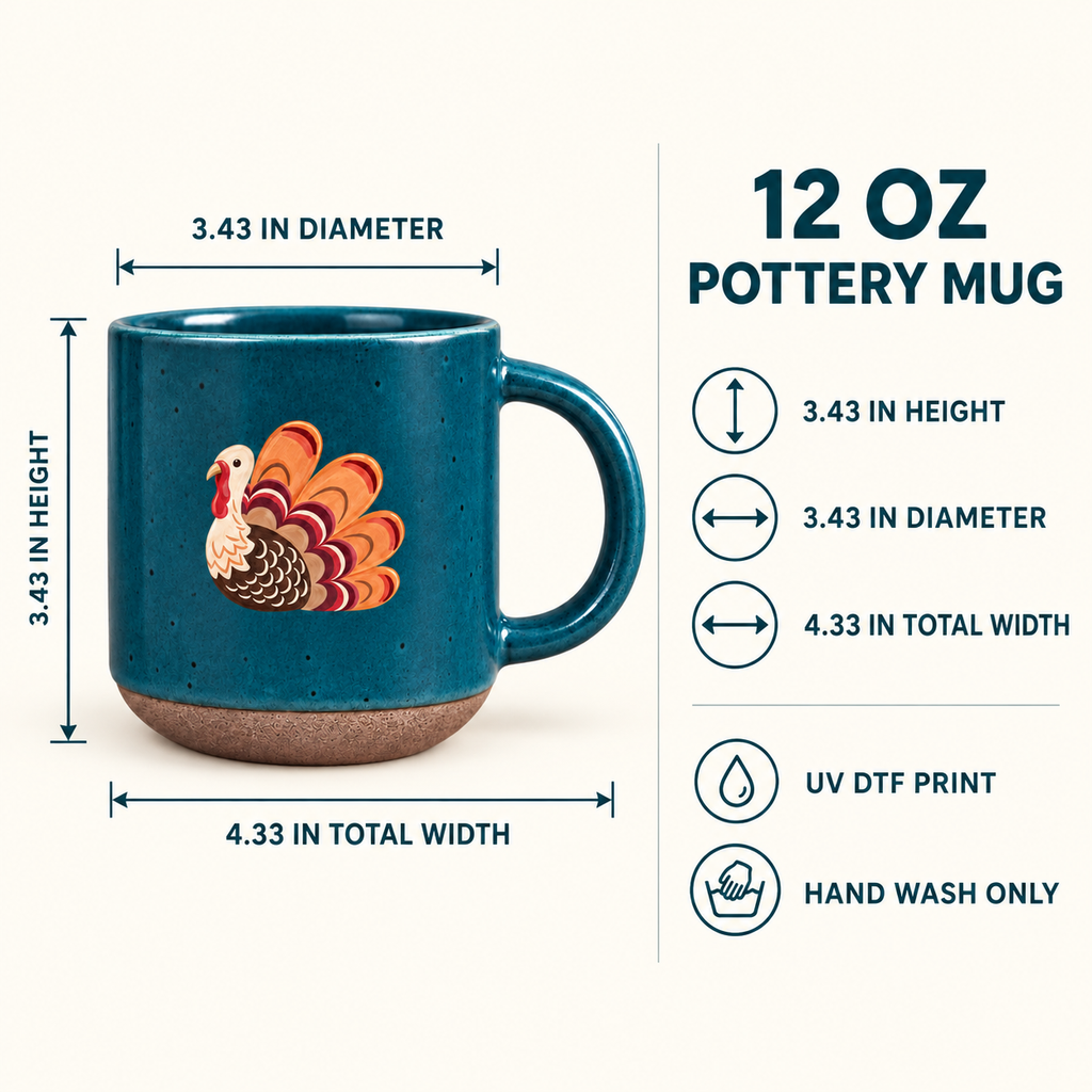 Turkey & Pumpkins Pottery Mug — Thanksgiving