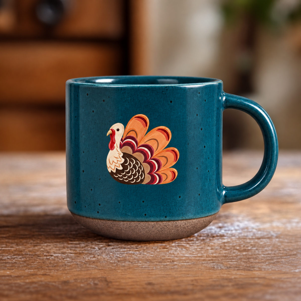 Turkey & Pumpkins Pottery Mug — Thanksgiving