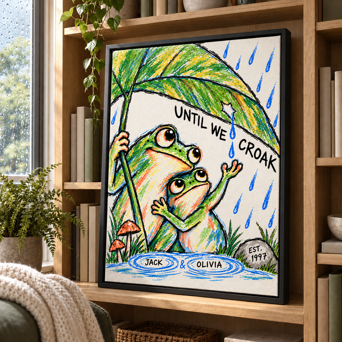 Personalized Until We Croak Frog Couple Canvas Wall Art