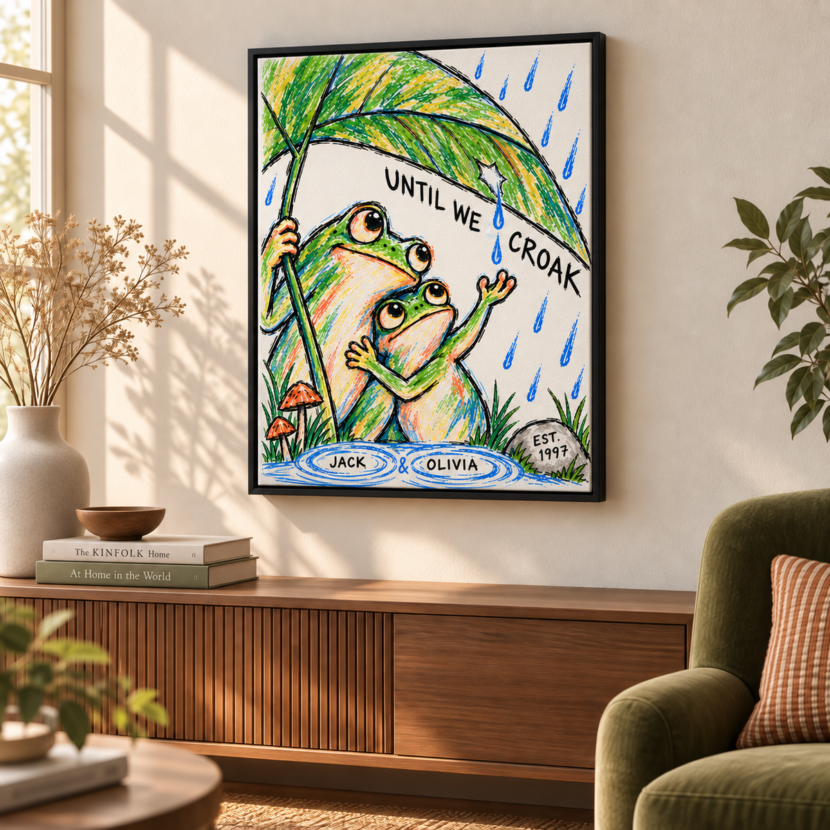 Personalized Until We Croak Frog Couple Canvas Wall Art