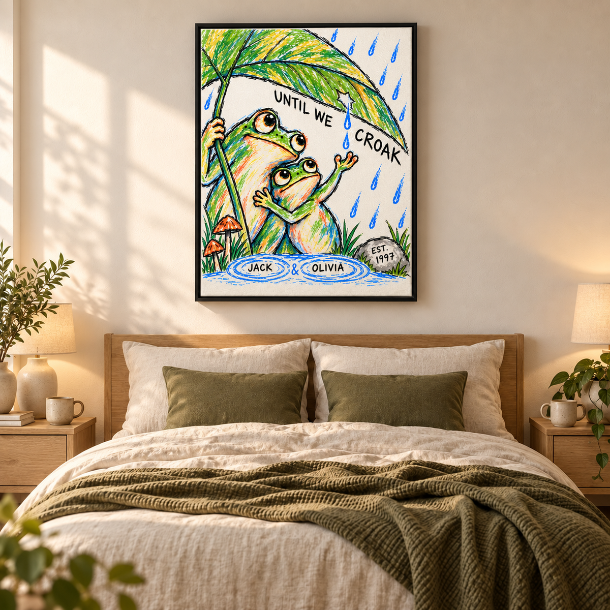 Personalized Until We Croak Frog Couple Canvas Wall Art