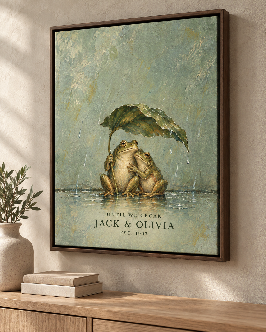 Personalized Until We Croak Frog Couple Canvas Wall Art