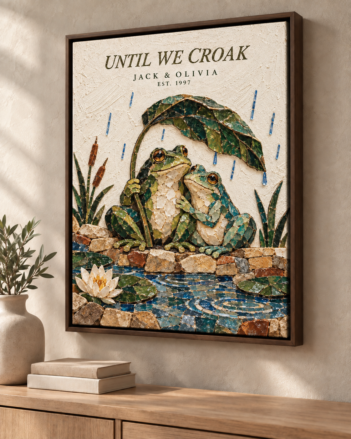 Personalized Until We Croak Frog Couple Canvas Wall Art