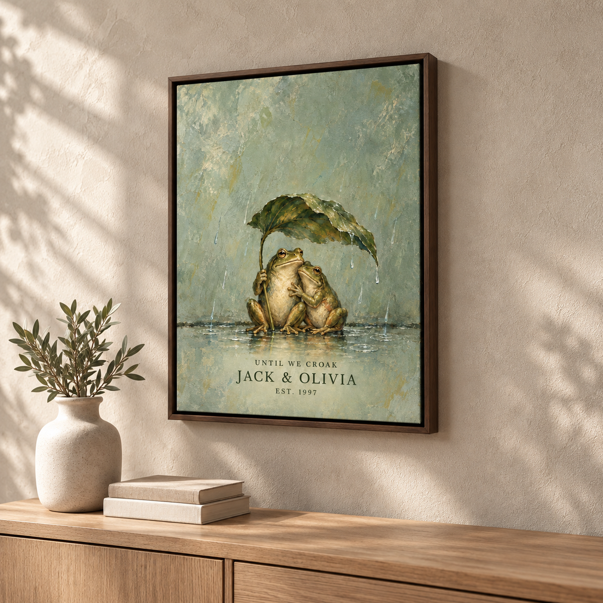 Personalized Until We Croak Frog Couple Canvas Wall Art